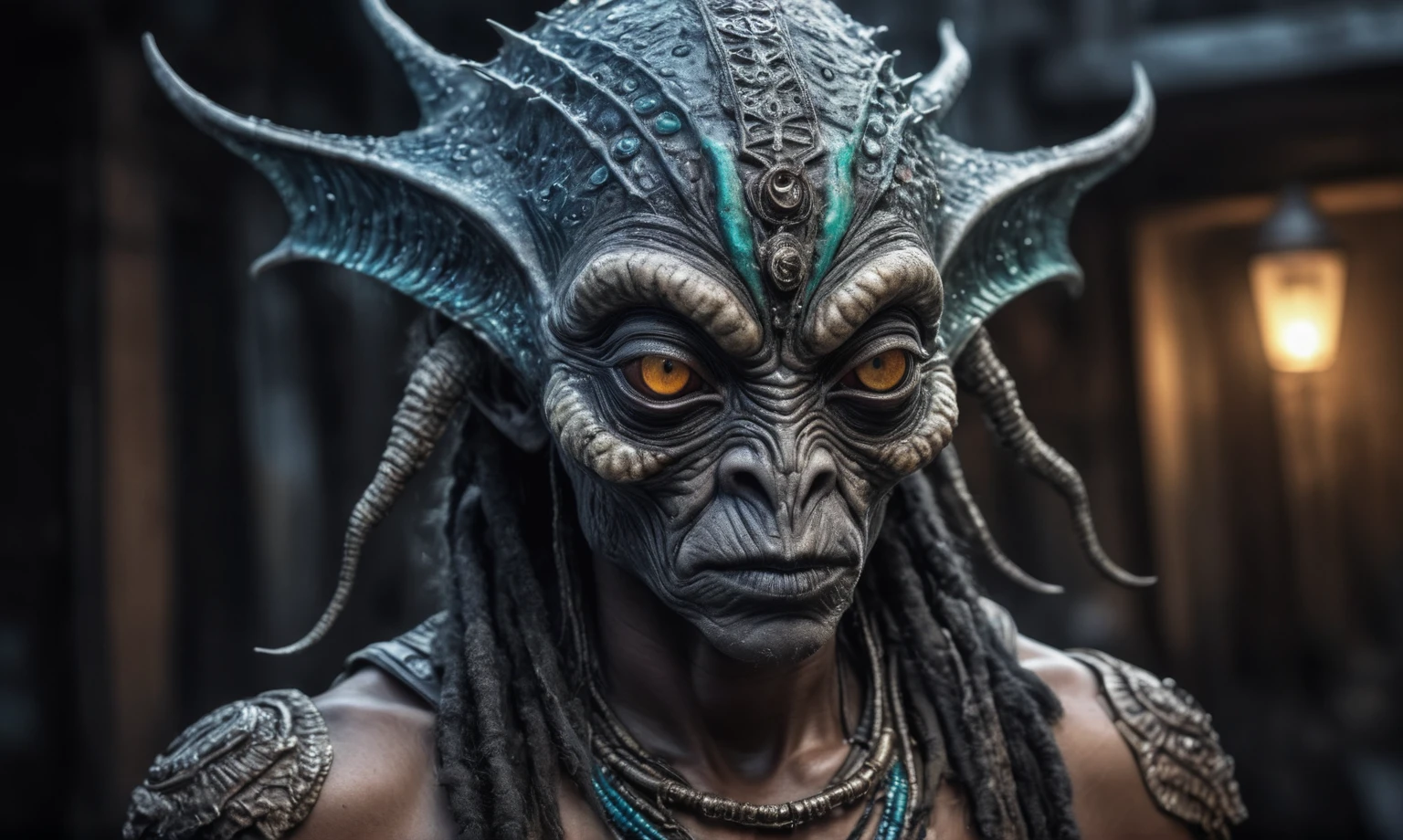 full body length shot,nerd graphite  Alien Entity,native africa slave ,nowadays azctec central city,Cinematic,soft colors, Technicolor,natural skin textures, hyper realism, hyper detailed,Extremely detailed,High contrast,Masterpiece,Realistic,Ultra Detailed, intricate details,realistic humid leather,extremely intricate details,Epic Realistic, cinematic style, irina yermolova,high contrast,hdr,extremely detailed, [deep night landscape],masterpiece, intricate details, eyes extremely detailed, high detailed eyes,8k resolution,retina, Nikon Z9,Korea,orc,Egypt, Pisces, transition between two art styles, Double contact, X-ray, Creative, vivid light, fantasy, Abstract, Surrealism, super detailed, high resolution,insanity national folk wear,skin  almost translucent, gothic elements, further emphasizing its dark air,Mestichino,Light particles,chaos,starfish's leather
