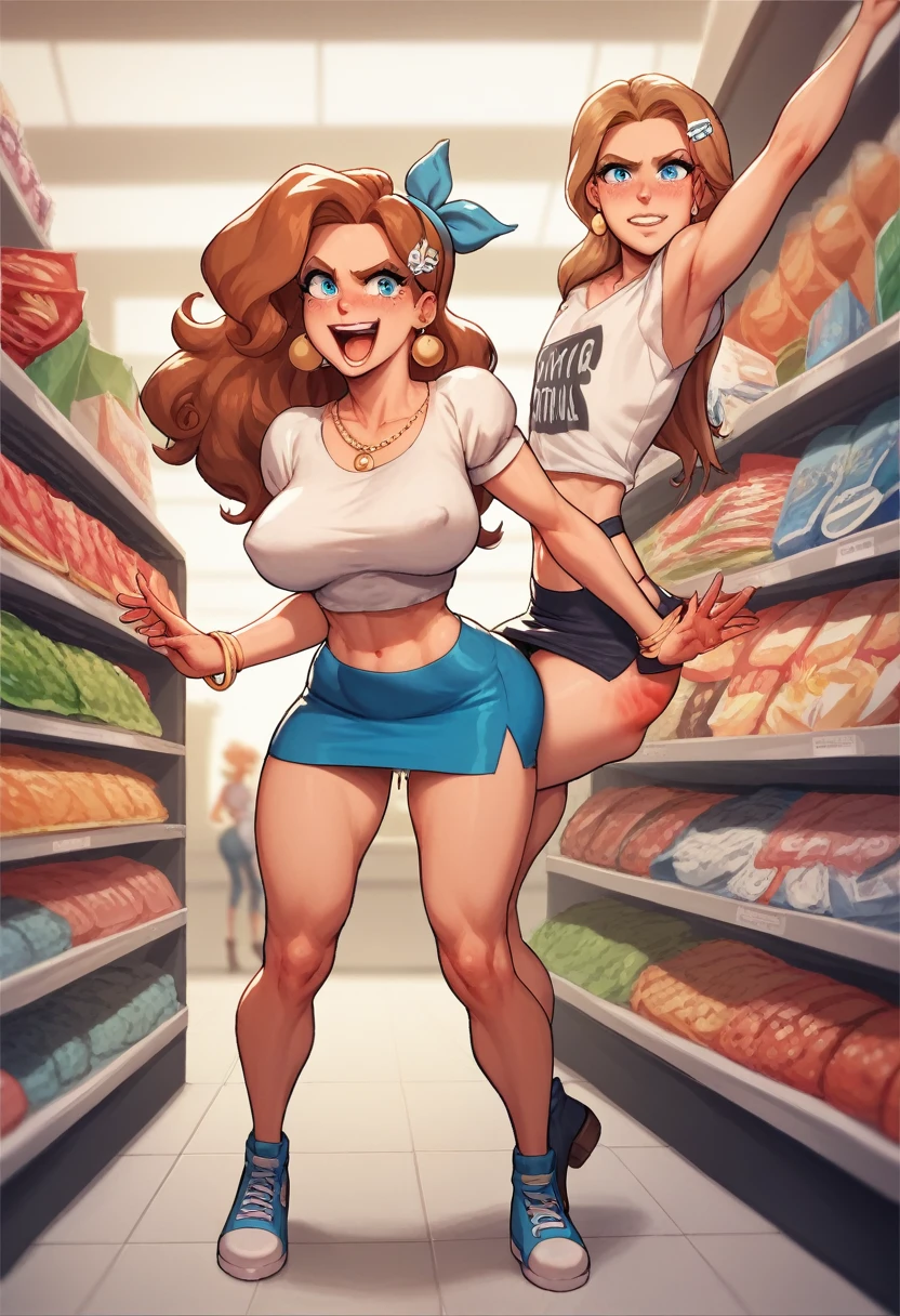 A most Beauty mother-in-law tiny height, , shopping Supermarket brown Hair long hair girly hairpin White knitted crop top ((Mother and daughter have the most beautiful breasts)), micromini skirt squat, broken home, gangs, (masterpiece), best quality, expressive eyes, perfect face, the tearing of clothes of the daughter, many lewd teenhters, unclad, skirt lifted, (red bottom), pinned down, puffy nips, damsel in distress, ((cute body)), (leg spread open),ryona, short, slap mark, dripping, spurting, fight