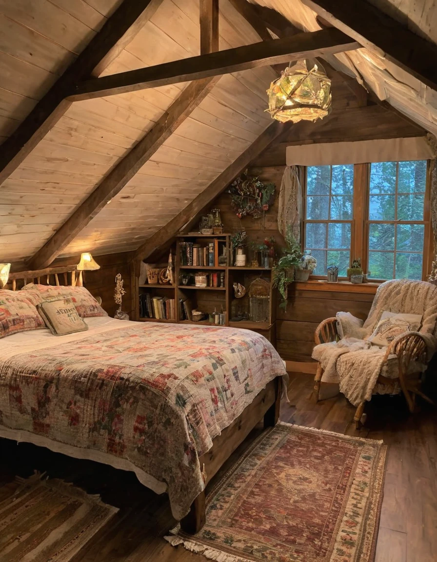 bedroom with room, cozy room, cozy treehouse bedroom, small bedroom, cozy place, cozy bed, cottagecore hippie, thomas kinkade. cute cozy room, in an attic, cottagecore, cozy and peaceful atmosphere, pleasant cozy atmosphere, cottagecore!!, cabin in the woods