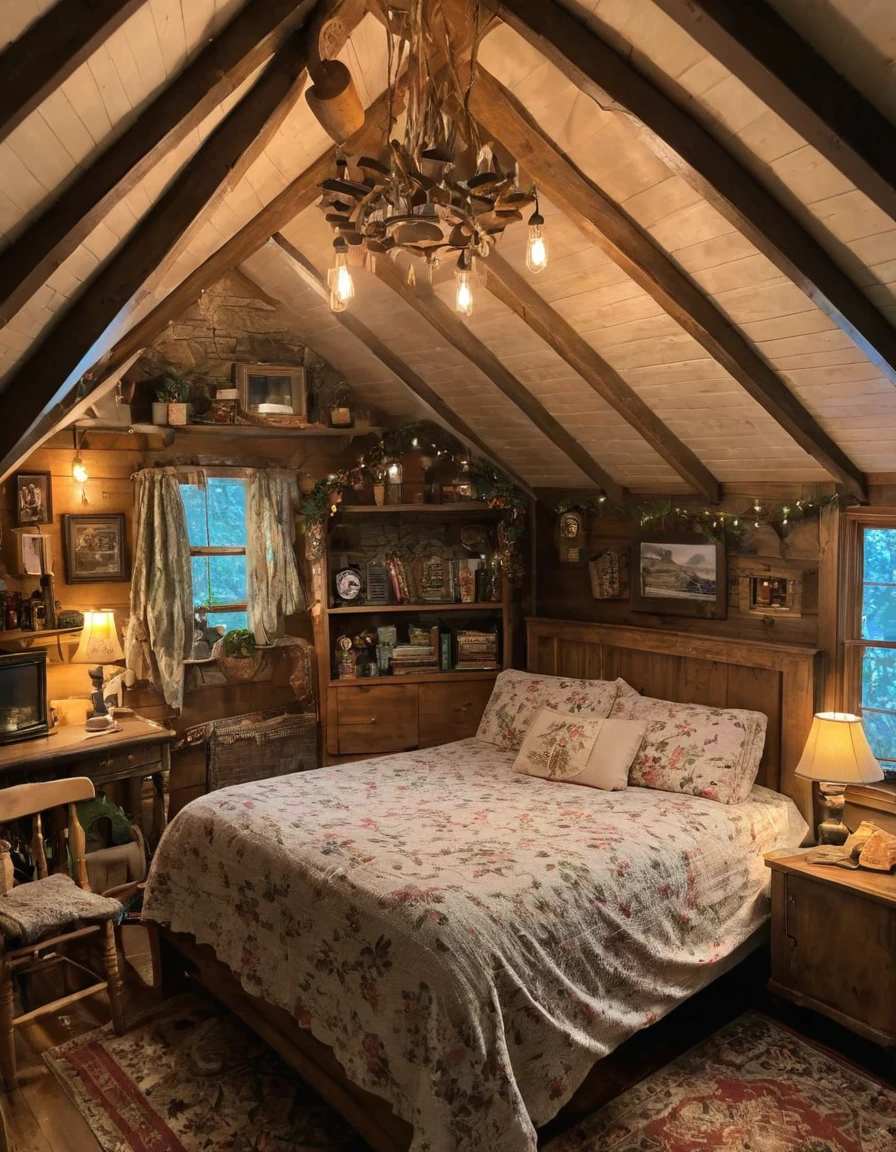 bedroom with room, cozy room, cozy treehouse bedroom, small bedroom, cozy place, cozy bed, cottagecore hippie, thomas kinkade. cute cozy room, in an attic, cottagecore, cozy and peaceful atmosphere, pleasant cozy atmosphere, cottagecore!!, cabin in the woods