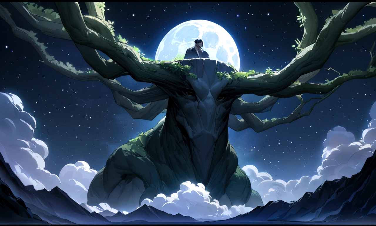 (Ying Long Shen), (Through the clouds), (The Peak), (complicated), (Super Detail), (Starry sky background), (Thick limbs), (Moonlit Night), (Ultra-clear), (best quality),8K,