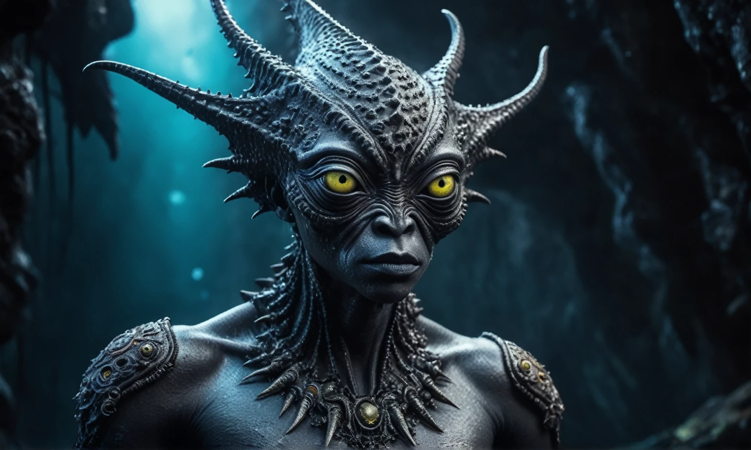 full body length shot,nerd graphite  Alien Entity,native africa slave,very smart, intilengent ,nowadays azctec central city,Cinematic,soft colors, Technicolor,natural skin textures, hyper realism, hyper detailed,Extremely detailed,High contrast,Masterpiece,Realistic,Ultra Detailed, intricate details,realistic humid leather,extremely intricate details,Epic Realistic, cinematic style, irina yermolova,high contrast,hdr,extremely detailed, [deep night landscape],masterpiece, intricate details, eyes extremely detailed, high detailed eyes,8k resolution,retina, Nikon Z9,Korea,orc,Egypt, Pisces, transition between two art styles, Double contact, X-ray, Creative, vivid light, fantasy, Abstract, Surrealism, super detailed, high resolution,insanity wear,skin  almost translucent,  symbols of mourning and gothic elements, further emphasizing its dark air,Mestichino,Light particles,chaos,starfish's leather,Raja Ampat of Indonesia
