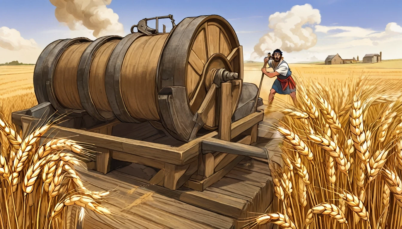 Samson pushing a wheat mill, with hollow eyes and very humiliated