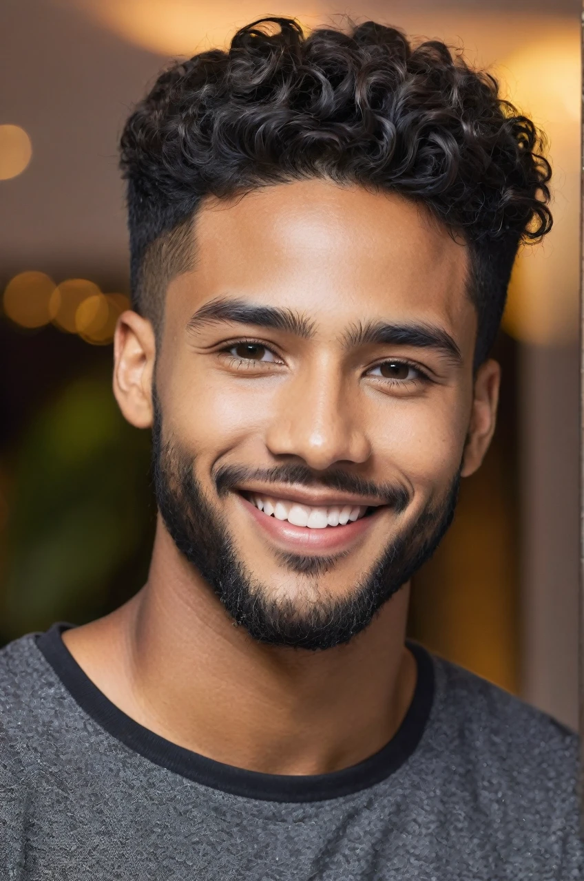 Black 25 yrs old male, handsome, night life smiling, lower fade crespo hair