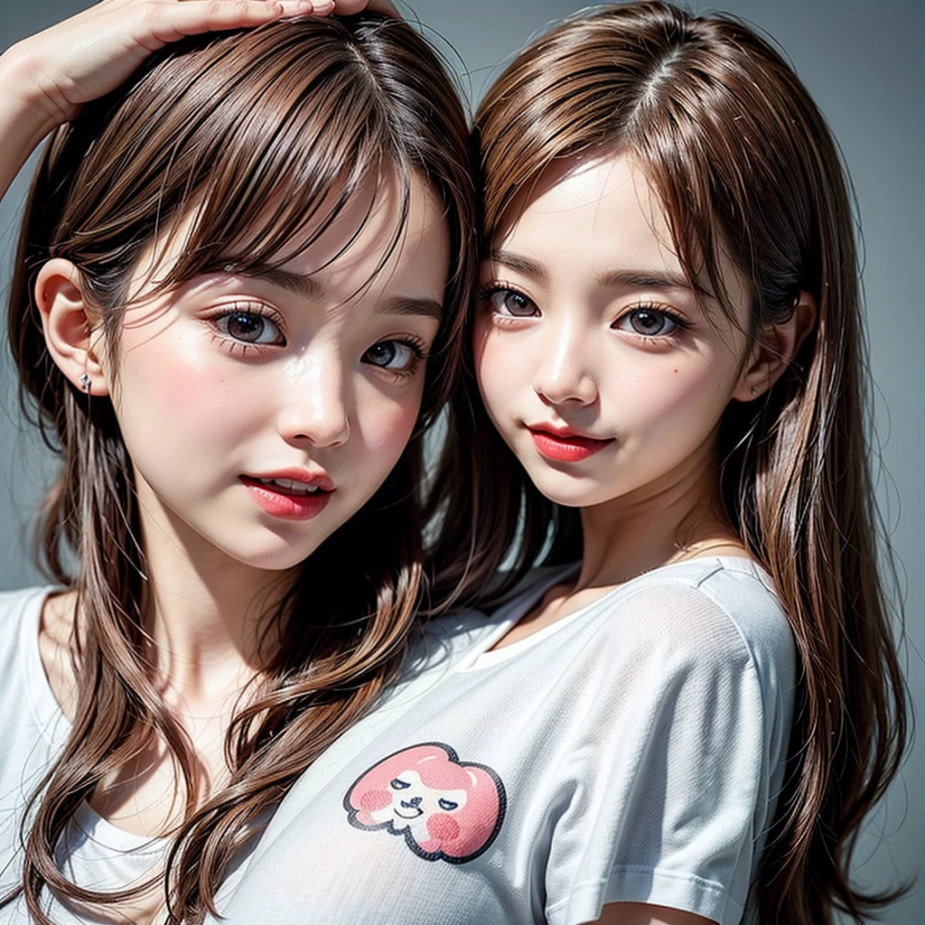 Two girls; one with Brown hair and other blond hair
