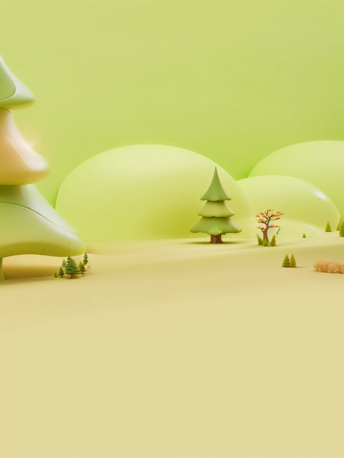 There is a cartoon picture of a small tree in the middle of a field, Inflatable forest landscape, Candy Forest, 3d illustration, 3d illustration, 3d matte illustration, Stylized 3d rendering, Soft 3d rendering, Cute 3d rendering, 3D rendering style, Stylized as 3D rendering, 3 D 插图