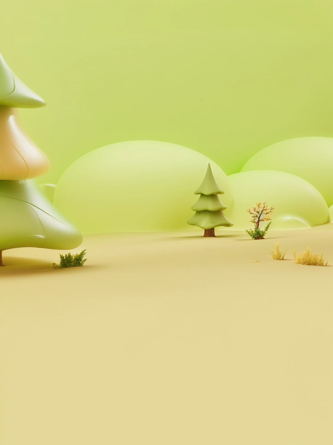 There is a cartoon picture of a small tree in the middle of a field, Inflatable forest landscape, Candy Forest, 3d illustration, 3d illustration, 3d matte illustration, Stylized 3d rendering, Soft 3d rendering, Cute 3d rendering, 3D rendering style, Stylized as 3D rendering, 3 D 插图