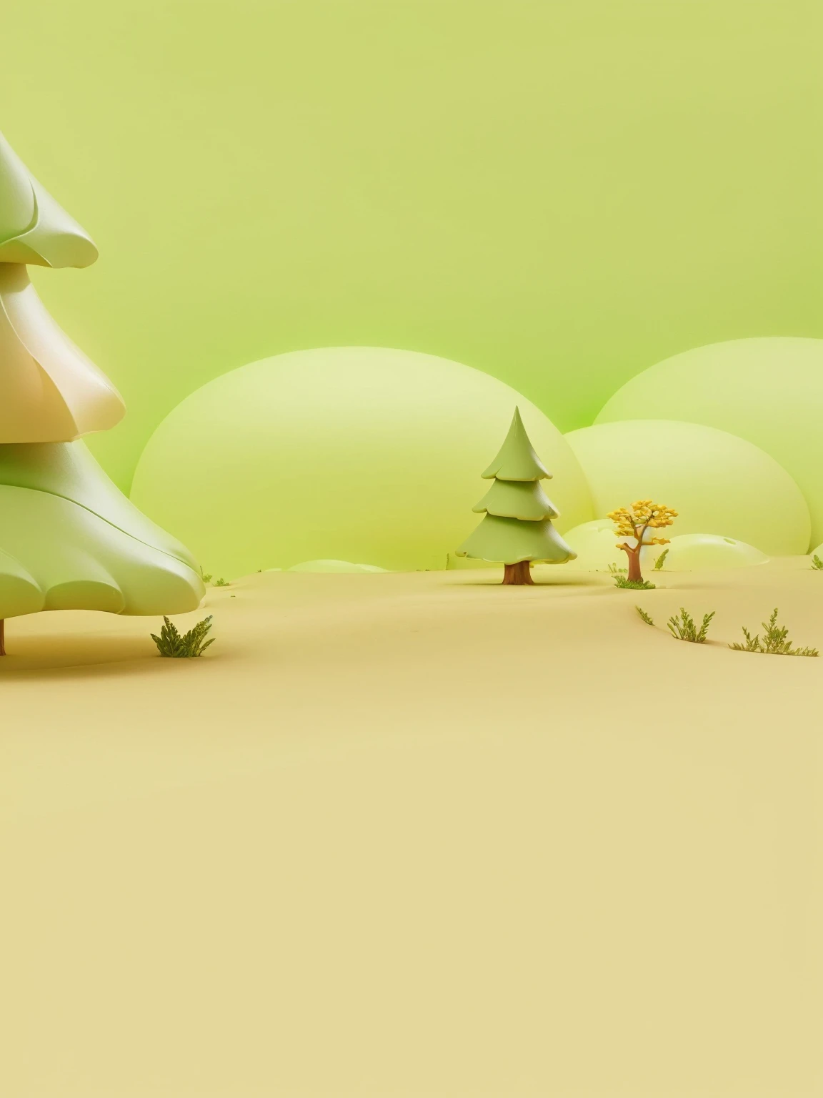 There is a cartoon picture of a small tree in the middle of a field, Inflatable forest landscape, Candy Forest, 3d illustration, 3d illustration, 3d matte illustration, Stylized 3d rendering, Soft 3d rendering, Cute 3d rendering, 3D rendering style, Stylized as 3D rendering, 3 D 插图