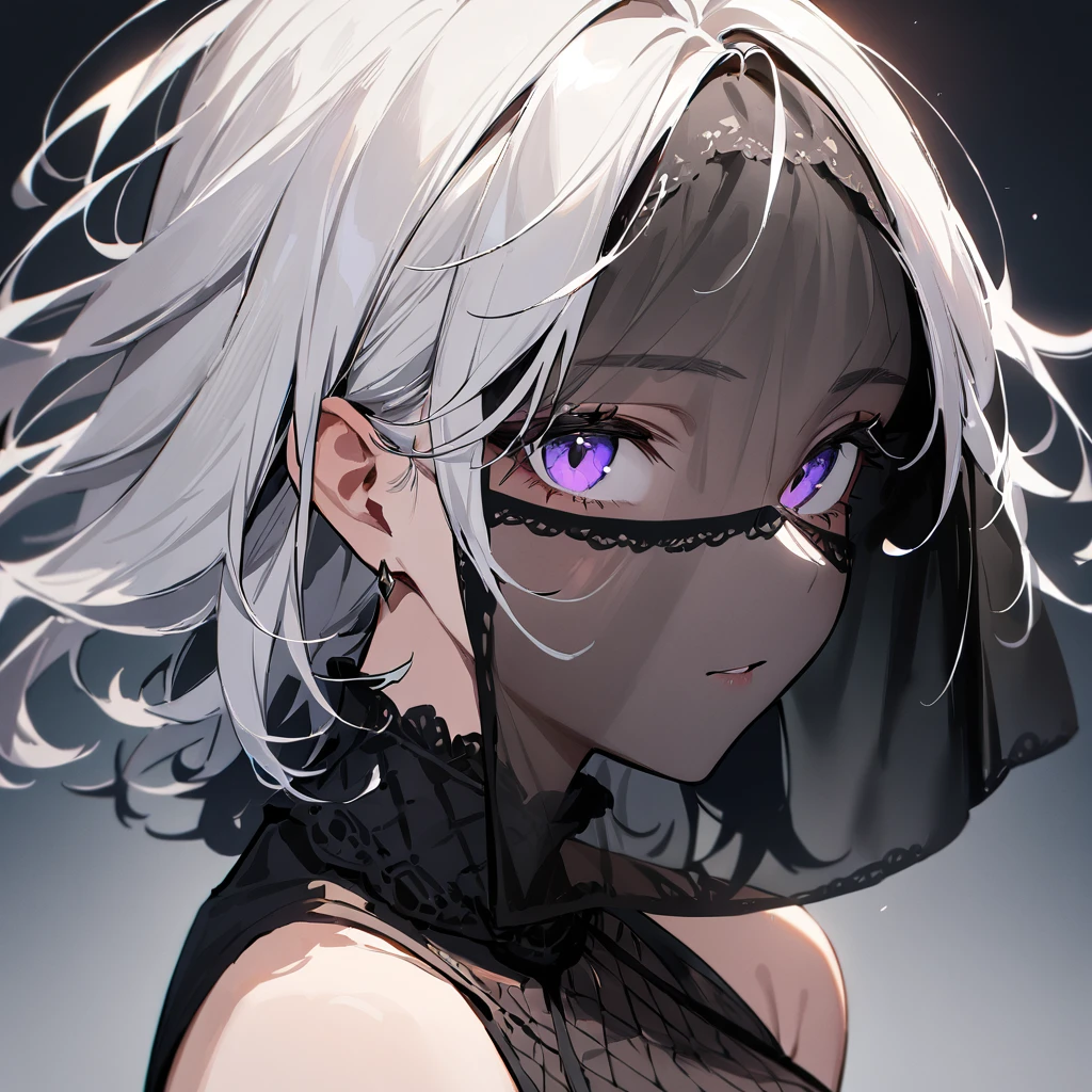 1 girl,Solo,White hair,tow torn color,lovely,masterpiece, best quality, very aesthetic,masterpiece, high quality,best quality, very aesthetic,absurdres,portrait,(fullface veil)