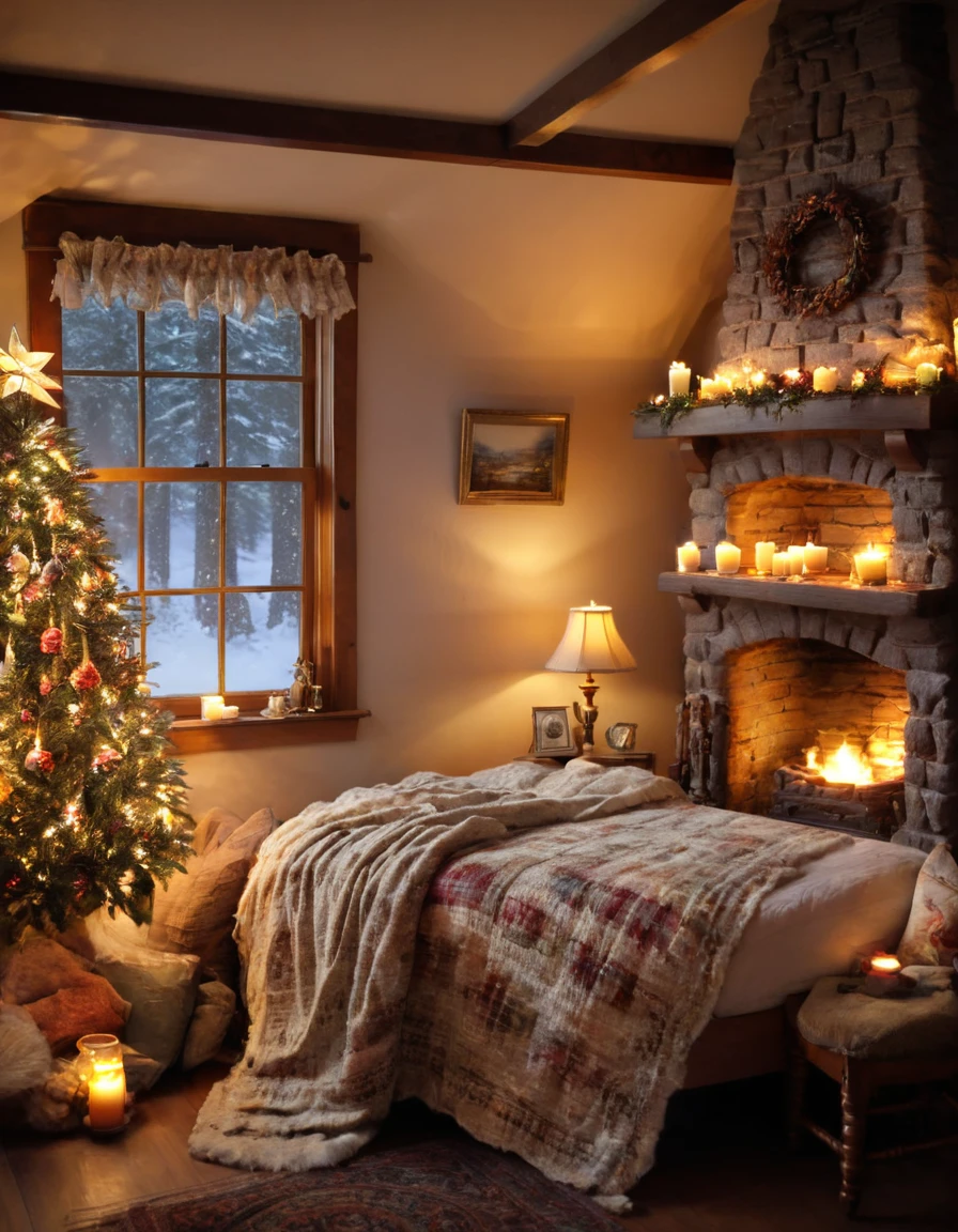 with a blanket, thomas kinkade. cute cozy room, cozy and calm, cozy setting, very cozy, cozy wallpaper, cozy room, cozy place, cozy and peaceful atmosphere, cosy enchanted scene, cozy candlelight, cozy environment, cozy bed, soothing and cozy landscape, cozy atmosphere, cosy fireplace