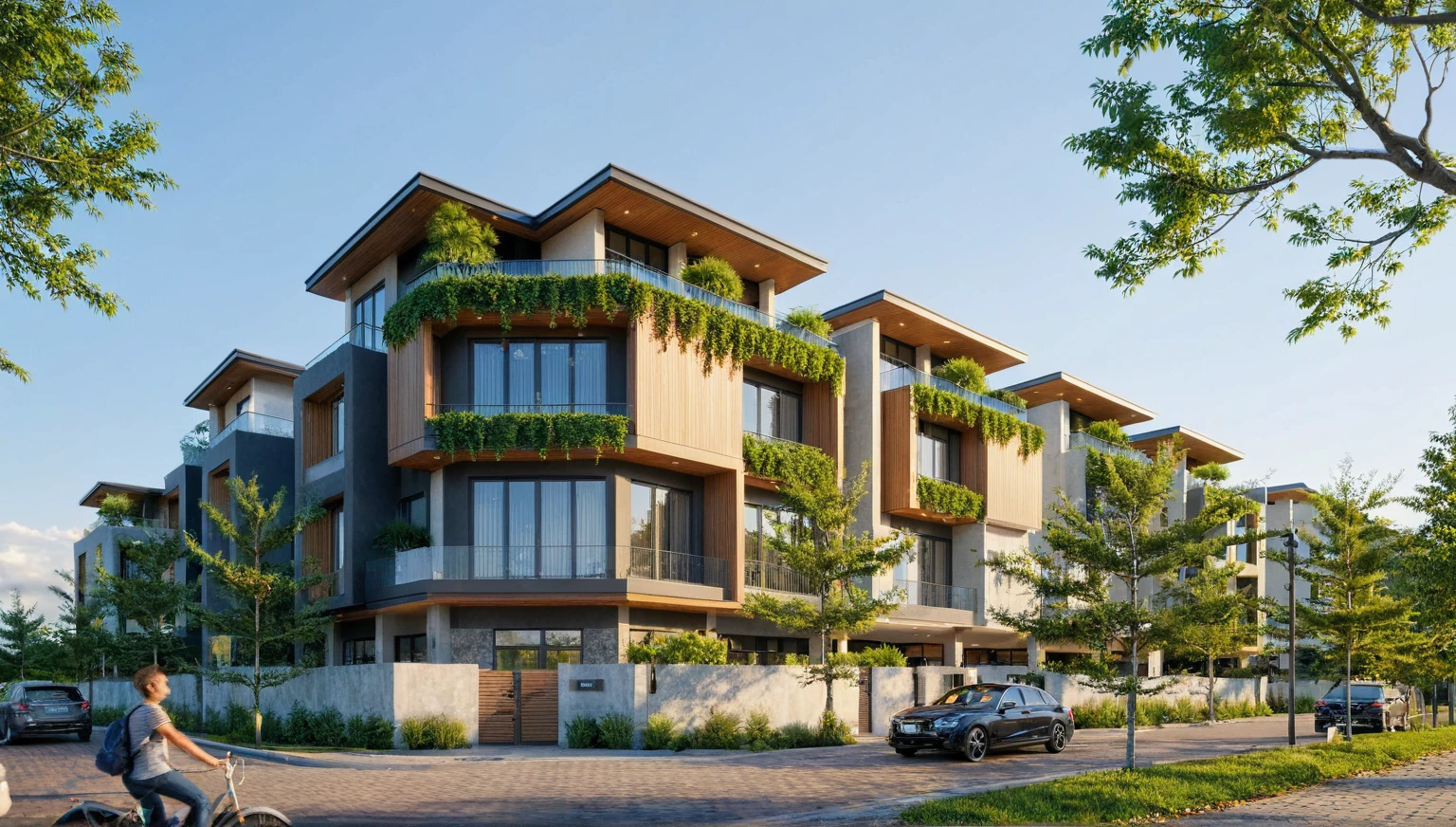 Raw photo,Masterpiece, high quality, best quality, authentic, super detail,
exterior, outdoors, house style modern on the street, glass windows, gate, wooden ceiling,
road,pavement, trees, sky, cloud, (daylight:1.1)