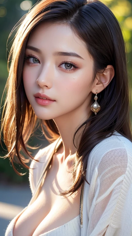 ((Best quality, 8k, Masterpiece :1.3)), Sharp focus :1.2, A pretty girl 24 years old with perfect figure :1.4, Slender abs :1.3, Raw photography、超A high resolution, full body, Ultra High Definition, (Photorealistic:1.4), Detailed Photo, Smiling, Sexy, Facing Camera, Close-up , (Photorealistic), (1girl), Beautiful Face, (Realistic Face),Beautiful Hairstyle, Realistic eyes, beautiful detail eyes, (realistic skin), beautiful skin, (sweater), absurd, attractive, ultra high resolution, ultra realistic, high definition, golden ratio,Good hands、10、high-reaster-piece、highest quality、head:1.3、((Hasselblad photo))、Fine Skin、crisp focus、(Light like a movie)、gentle lighting、Dynamic Ungle、[:(detailed face:1.2):0.2]、
Negative Pro,  Highly detailed face and skin texture, Detailed eyes, Double eyelid,masterpiece,super fine eyes,super fine hand, face zoom, perfect makeup,(Huge breasts that look like they might burst:1.1)