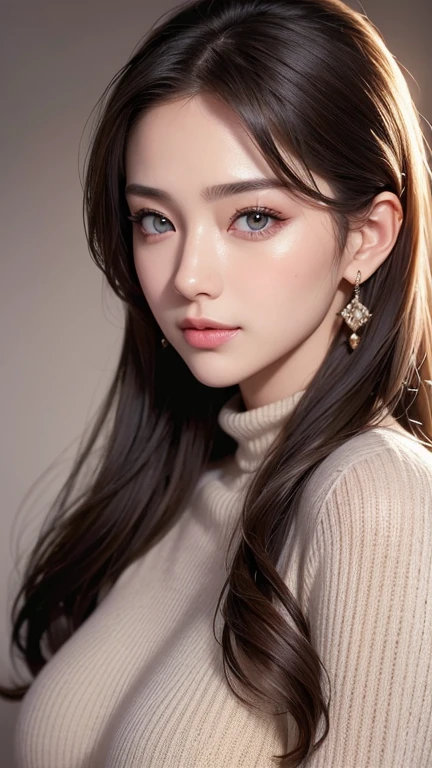 ((Best quality, 8k, Masterpiece :1.3)), Sharp focus :1.2, A pretty girl 24 years old with perfect figure :1.4, Slender abs :1.3, Raw photography、超A high resolution, full body, Ultra High Definition, (Photorealistic:1.4), Detailed Photo, Smiling, Sexy, Facing Camera, Close-up , (Photorealistic), (1girl), Beautiful Face, (Realistic Face),Beautiful Hairstyle, Realistic eyes, beautiful detail eyes, (realistic skin), beautiful skin, (sweater), absurd, attractive, ultra high resolution, ultra realistic, high definition, golden ratio,Good hands、10、high-reaster-piece、highest quality、head:1.3、((Hasselblad photo))、Fine Skin、crisp focus、(Light like a movie)、gentle lighting、Dynamic Ungle、[:(detailed face:1.2):0.2]、
Negative Pro,  Highly detailed face and skin texture, Detailed eyes, Double eyelid,masterpiece,super fine eyes,super fine hand, face zoom, perfect makeup,(Huge breasts that look like they might burst:1.1)
