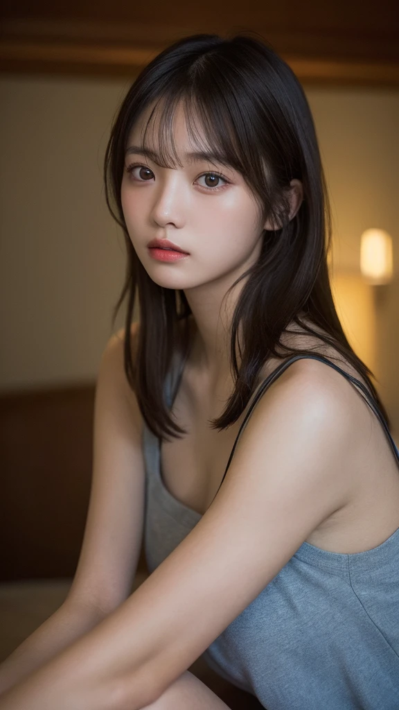 random pose, mix 4, (8K, Raw photo, highest quality, masterpiece: 1.45), (realistic, photorealistic: 1.37), one girl, cute, professional lighting, photon mapping, Physically based rendering, gradient black hair, girl, Silk nightgown, highest qualityの写真, High resolution, 1080p, (clean face), (Detailed facial description), (Detailed hand explanation), (masterpiece), (Detailed CG), extreme light and shadow, messy hair, master work, Rich details, (detailed facial features), (highest qualityの写真), (masterpiece), (fine eyes), look in front of you, thin clavicle, on the bed,From above、braided、((sitting on the bed:1.4))、off shoulder、round glasses、((close your eyes:1.4))