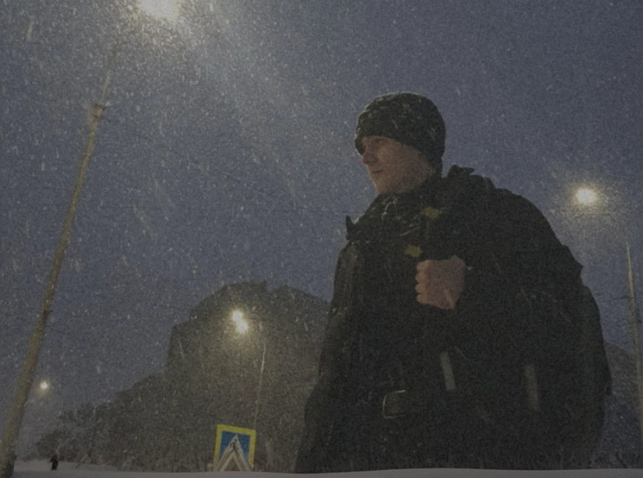 Beautiful night sky, heavy snowfall