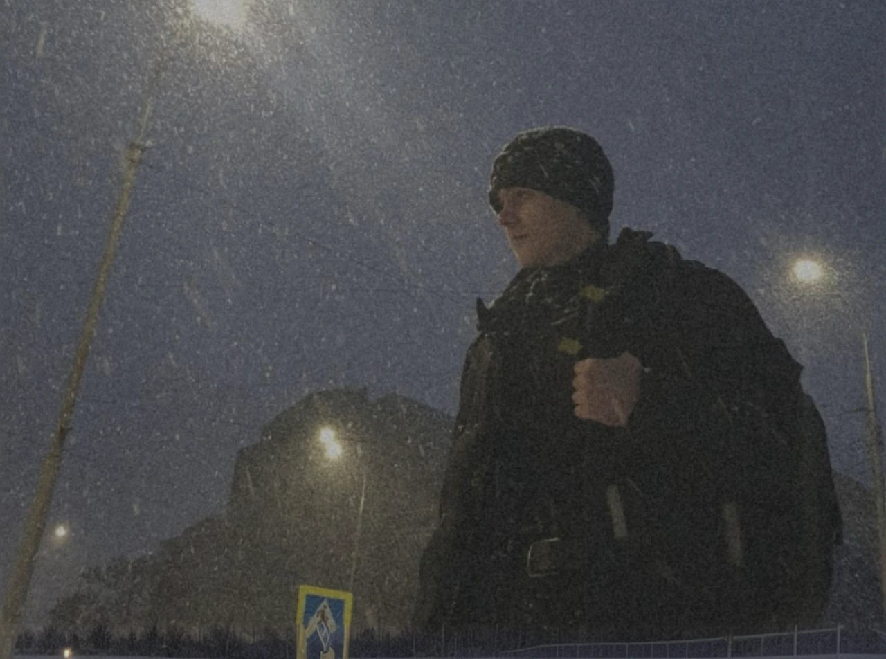 Beautiful night sky, heavy snowfall