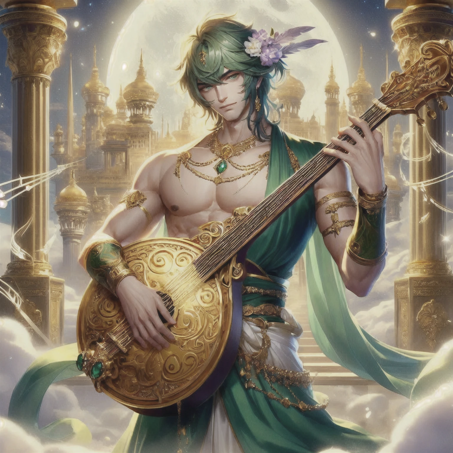 A handsome man with fine gold jewelry.