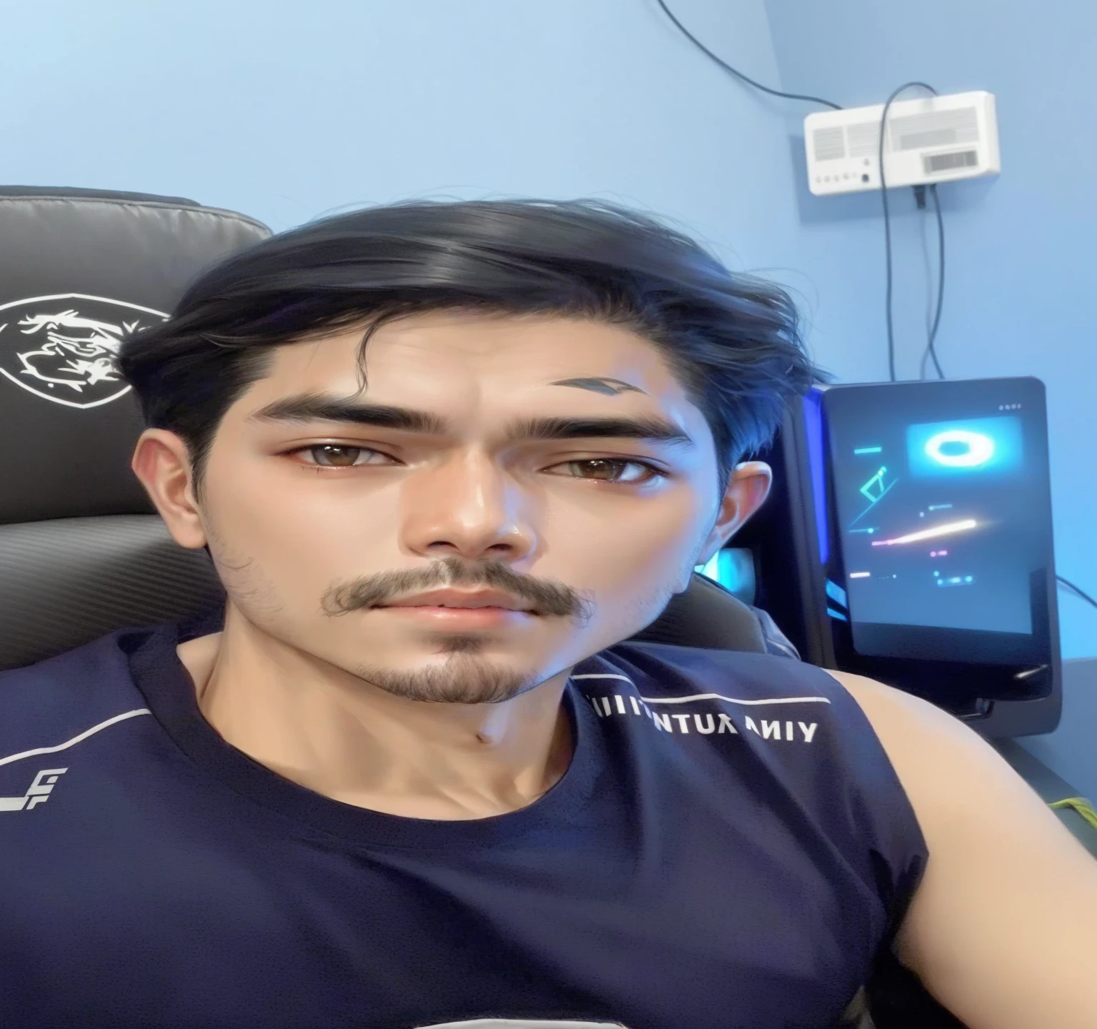 there is a man sitting in a chair with a computer on his lap, twitch streamer / gamer ludwig, profile picture 1024px, discord profile picture, headshot profile picture, thawan duchanee, 2 , 2 8 years oldanthara, ramil sunga, south east asian with round face