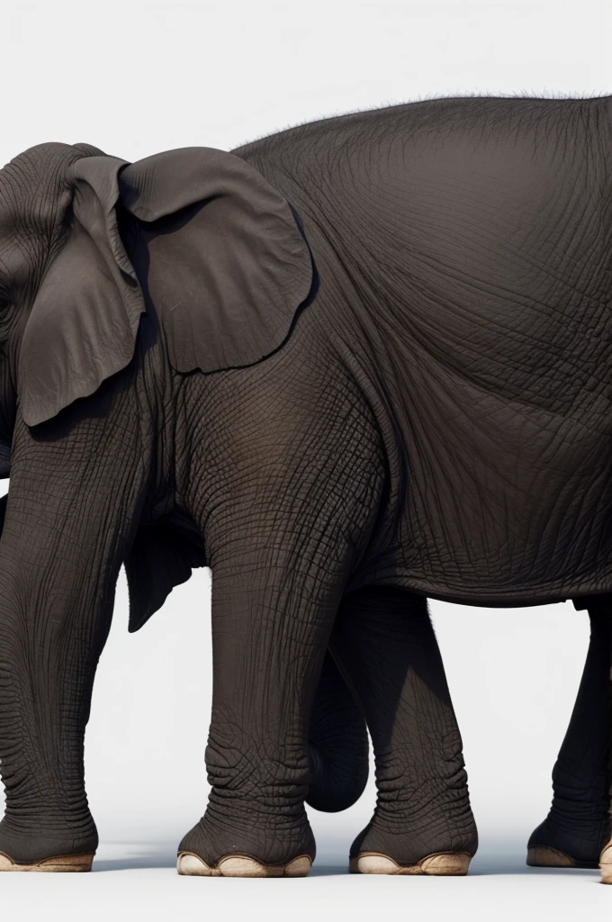 White background with black elephant