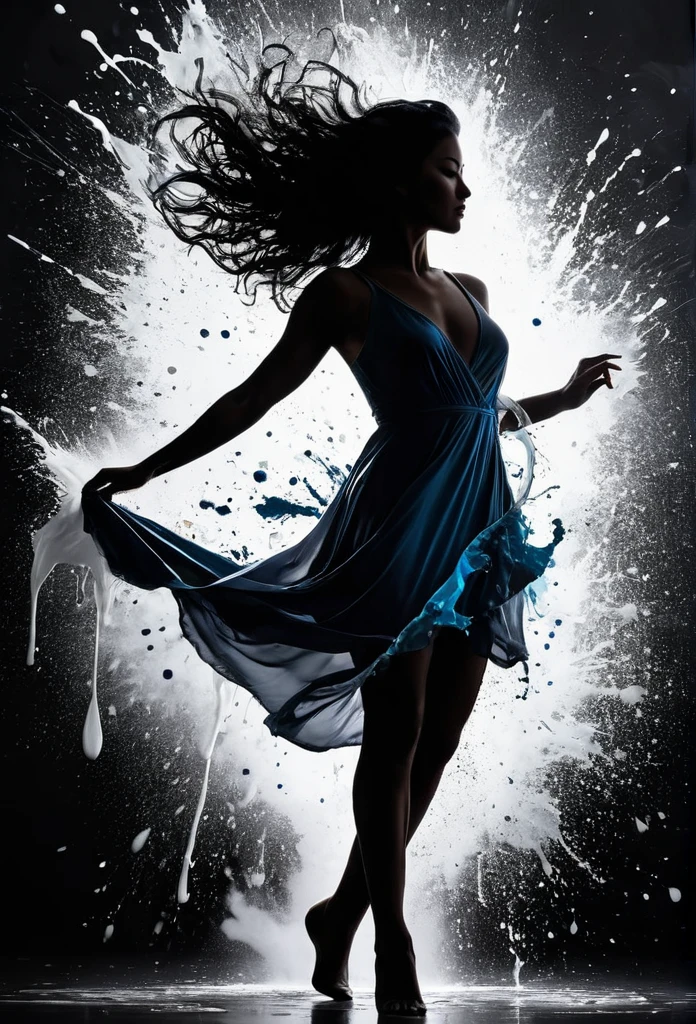 a Lady silhouette (best quality,4k,8k,highres,masterpiece:1.2),ultra-detailed,(realistic,photorealistic,photo-realistic:1.37),ink splatter art,abstract,black and white,high contrast,dark shadows,fluidity,mysterious aura,spontaneous creation,stunning textures,layered complexity,dripping effects,sharp lines,beautiful chaos,organic patterns,expressive strokes,visual depth,emotional impact,dynamic composition,splashes of color,ethereal atmosphere,bold and dramatic,glowing highlights,subtle gradients,dynamic movements,erupting energy,ink mixing,mind-bending illusions,twisting forms,sensory explosion,thought-provoking,unpredictable shapes,harmonious disarray,fluid transitions,dancing ink,hidden stories.
Notice:The keywords in these content features are just to help you and users better understand the prompt content.,Will be translated into corresponding Chinese keywords as a reference for generating samples,But it cannot appear in the generated prompt。In addition, these keywords are only for reference,You need to understand the true meaning of keywords,Give users a good hint。