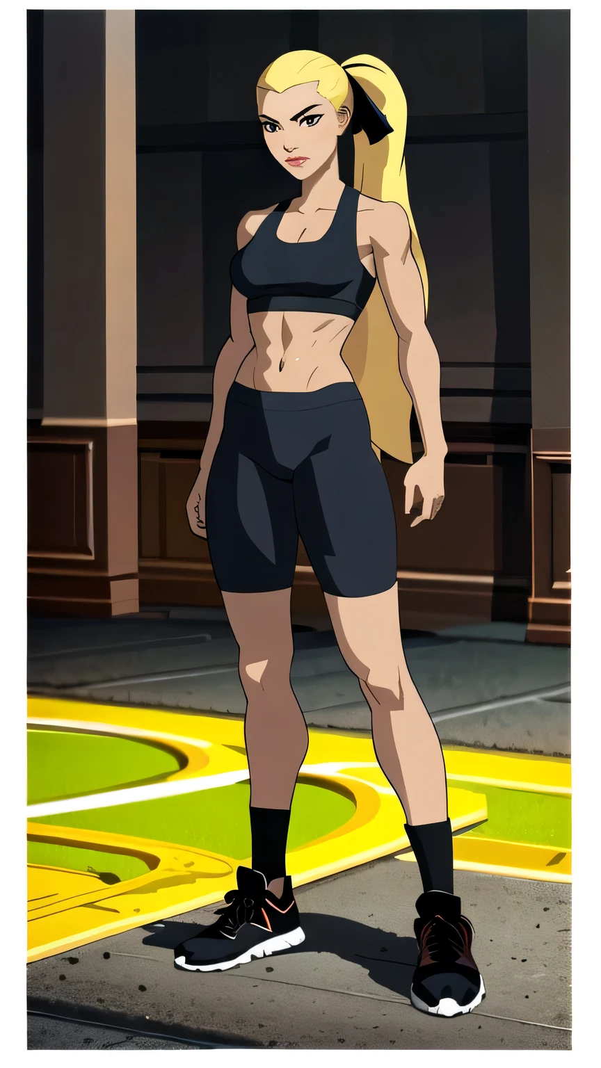 (cowboy shot), (masterpiece, best_quality, ultra-detailed, immaculate:1.3), epic, illustration,
BREAK
ArtemisYJ, ponytail,super long hair,
(Black sports bra),leggings,(nike),medium breast 
BREAK
(Full body concept art