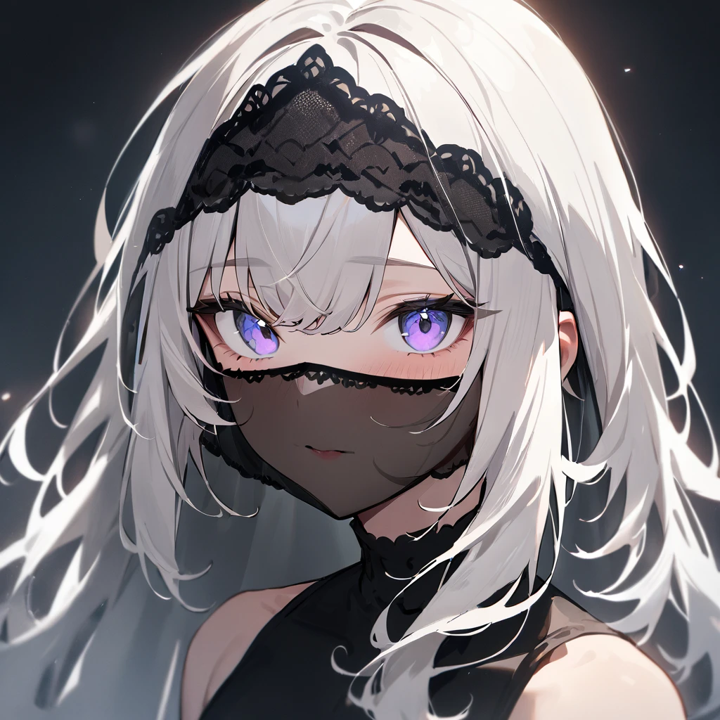 1 girl,Solo,White hair,tow torn color,lovely,masterpiece, best quality, very aesthetic,masterpiece, high quality,best quality, very aesthetic,absurdres,portrait,(fullface veil)
