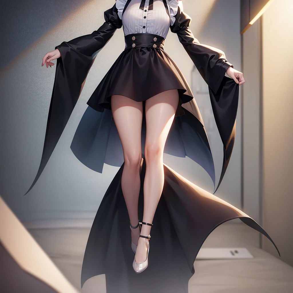 woman，photorealestic，plumw，Transparent black silk，high-heels