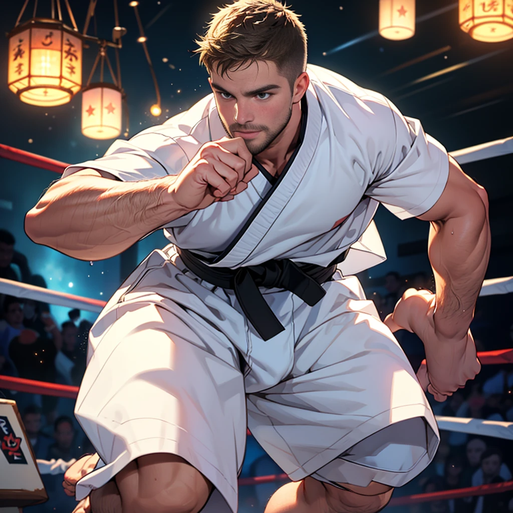 Elon Musk in a UFC outfit training in the octagon ring. --auto --s2