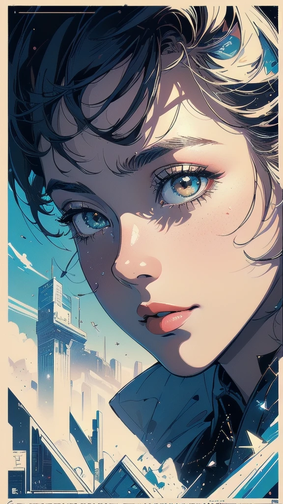 (((masterpiece, highest quality))),(((solo:1.2))),(((1girl:1.2))), 32k wallpaper, very detailed, poster,(((geometric cinematic movie poster))),abstract, mid century modern, movie poster,Perfect Lady,halftone,(((portfolio,Close-up))),(((various angle))),(((bust up))),((extreme highlight)),Vast landscape,(heterochromia:1.12),(((complete face))),starry sky,light leak