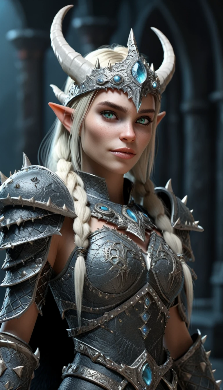 Astrid de "How to Train Your Dragon", reimagined as the Lich Queen of Warcraft, high quality, HDR, 4k resolution, 3d modeling, realism, high texture and detailed., photo, illustration, 3d render, poster, cinematic, fashion