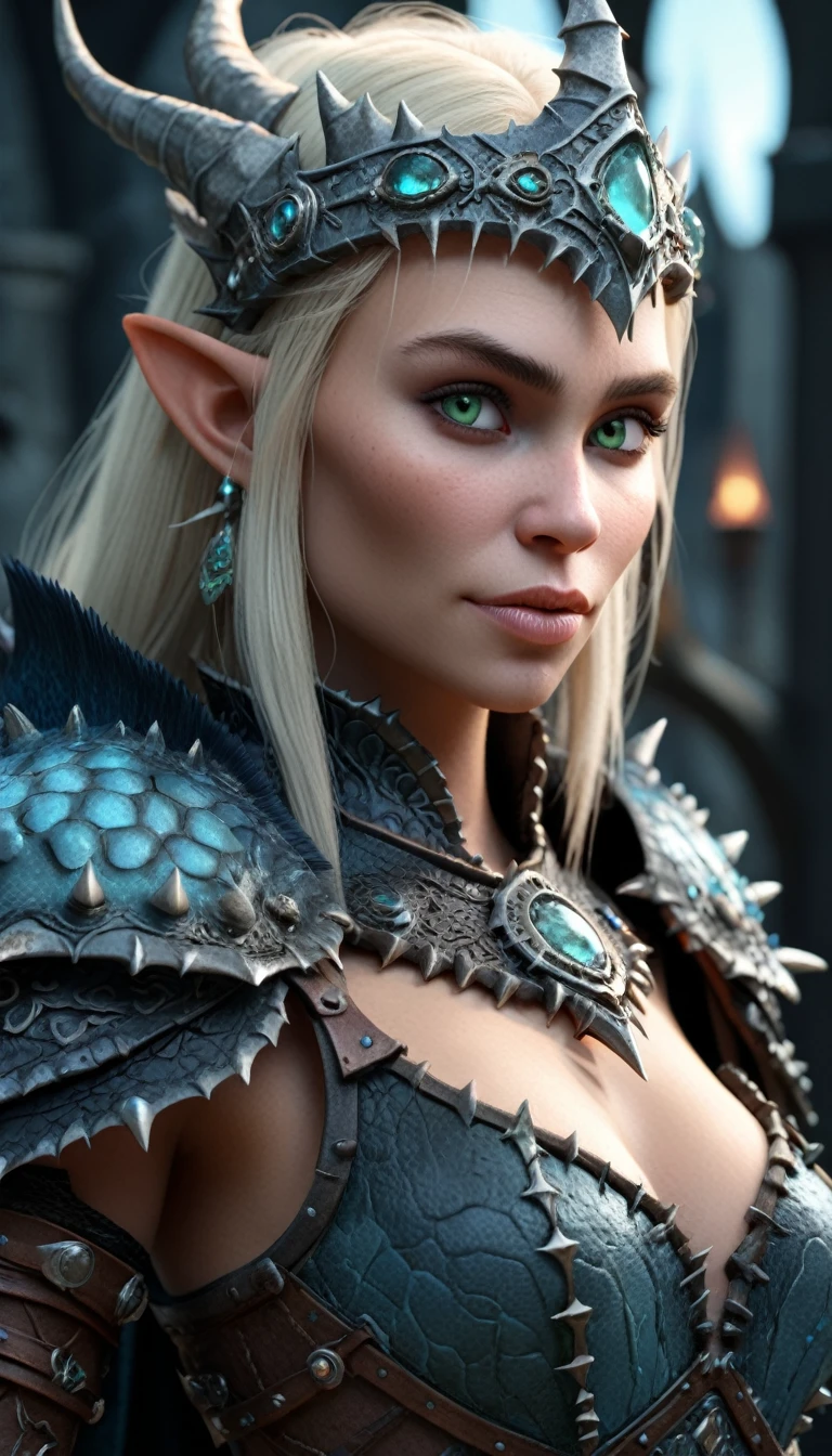 Astrid de "How to Train Your Dragon", reimagined as the Lich Queen of Warcraft, high quality, HDR, 4k resolution, 3d modeling, realism, high texture and detailed., photo, illustration, 3d render, poster, cinematic, fashion
