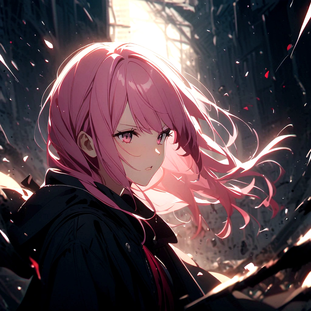 Violence、Girl with pink hair、