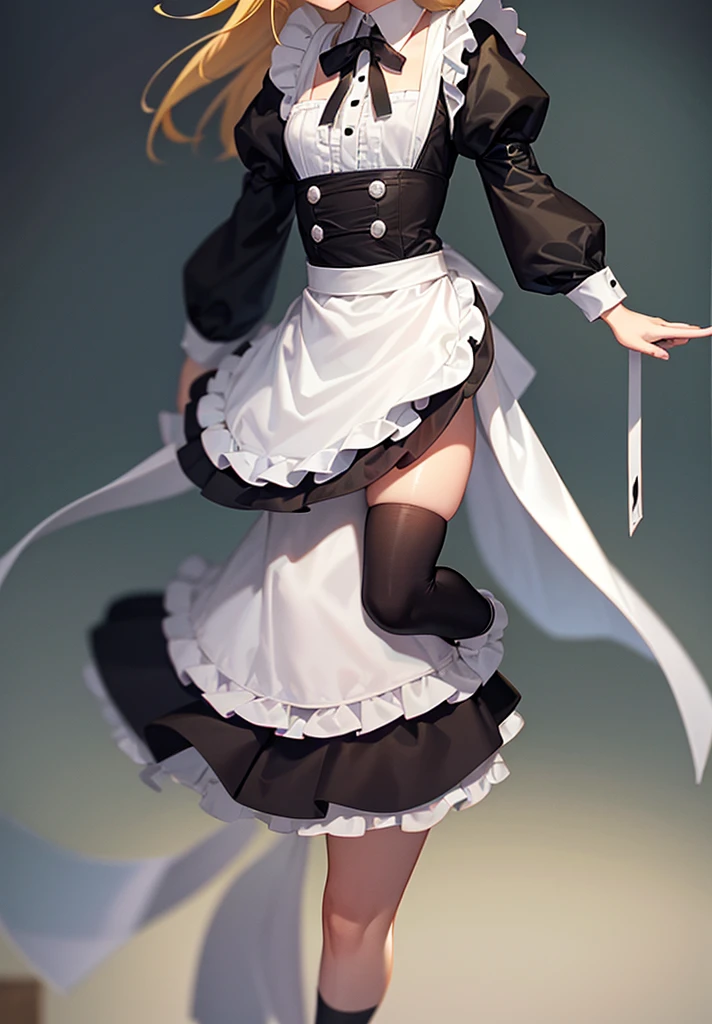 ((Maid)),Frills,Cute little ,Tiny ,Small girl,,Childish face, Very fine clean face,Top quality,Straight Hair,Yellow hair,(Dark Room), Subtle light, Natural light,Soft lighting,Light from directly behind, (Are standing),Front view,Black background