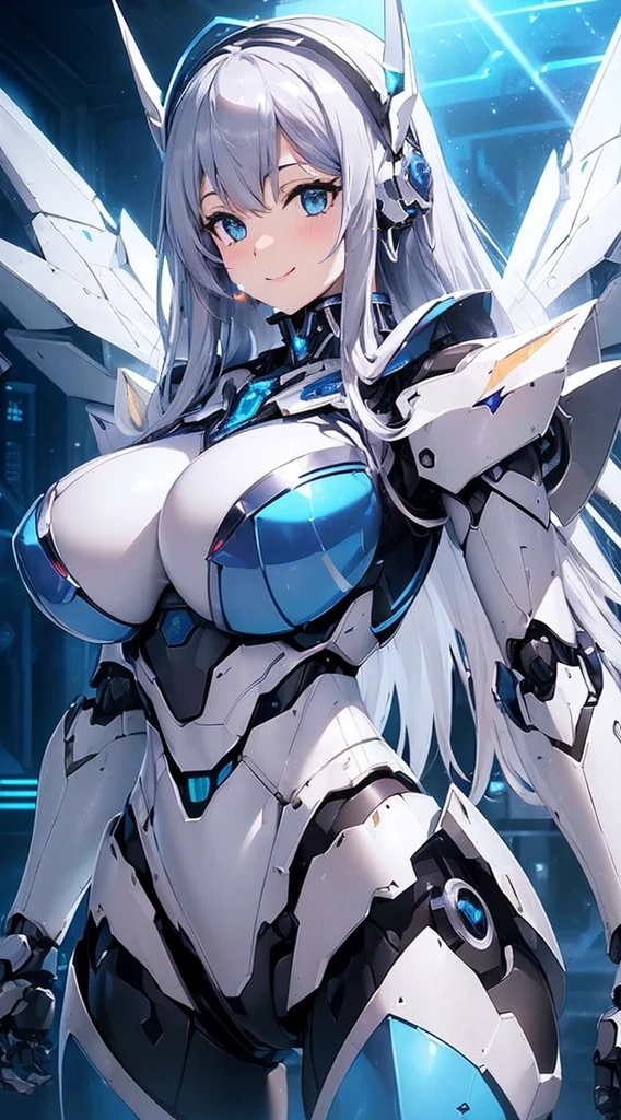 Blue shining mechanical eyes、A kind smile