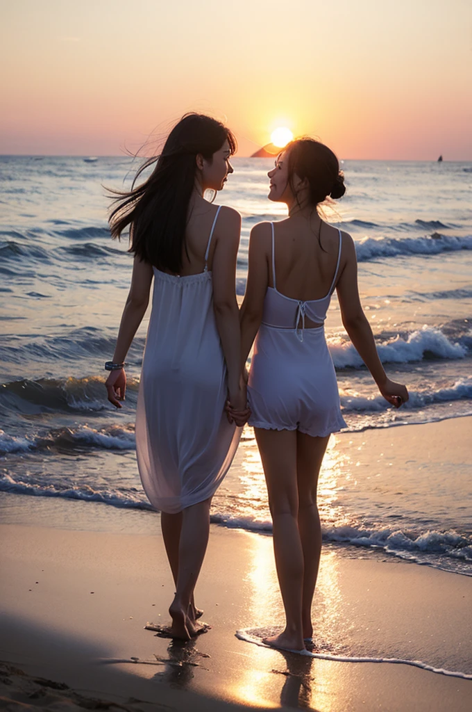 Happy friendship day with sunset