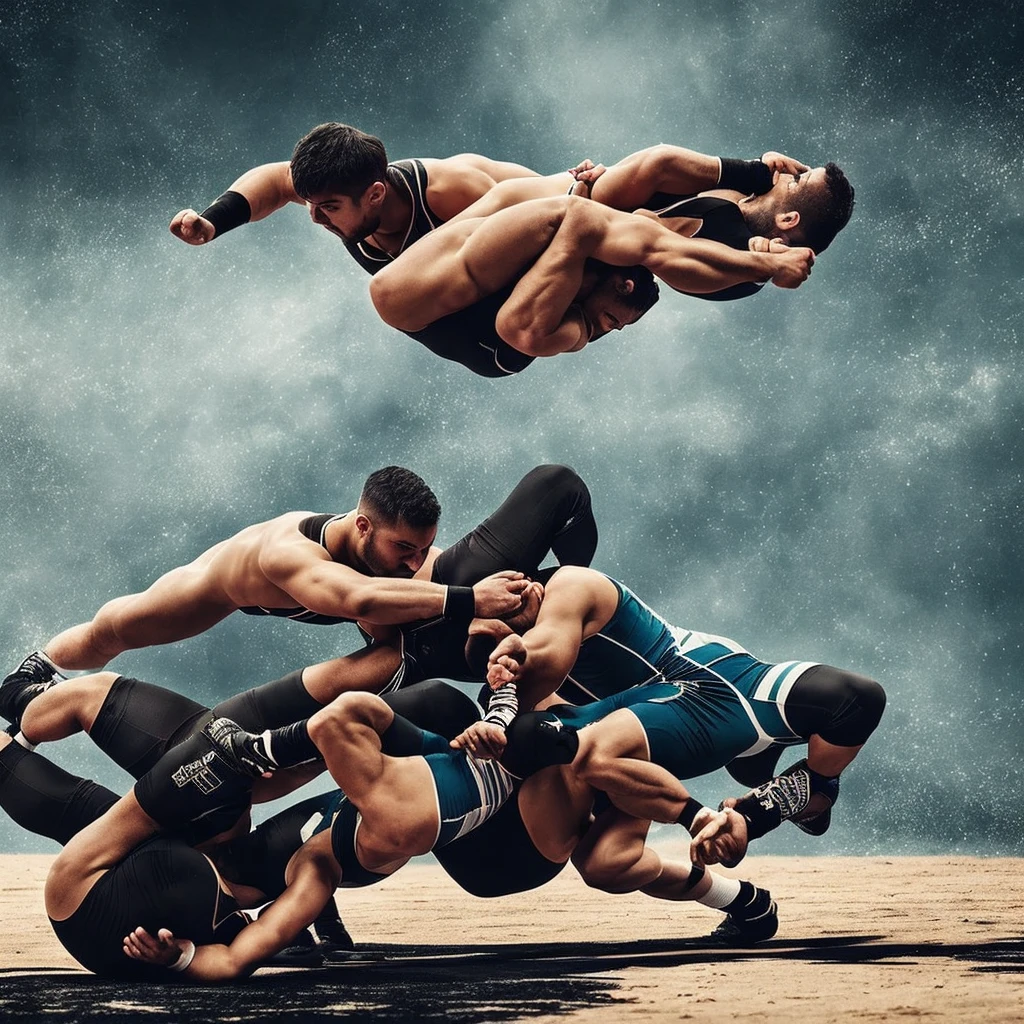 a professional wrestler making a submission hold, extremely detailed, hyper realistic, (best quality,4k,8k,highres,masterpiece:1.2),ultra-detailed,(realistic,photorealistic,photo-realistic:1.37),HDR,UHD,studio lighting,ultra-fine painting,sharp focus,physically-based rendering,extreme detail description,professional,vivid colors,bokeh,minimalist style,argentina flag colors,black background