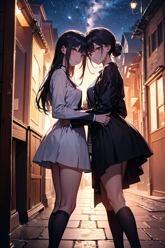 (best quality,4k,highres,masterpiece:1.2),couple, arm pillow,Night
