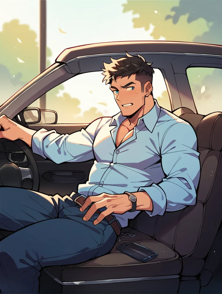 A man falls on a car