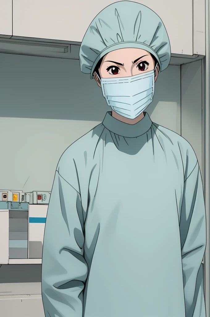 Score_9_up, Score_8_up, 
Score_7_up, source-anime, masterpiece, highest quality, (RAW photo, best quality), 1girl,  natural lighting, solo, upper body,   hospital,
 ray kasugano, labcoat, (give a score of 9_give a score of 8_give a score of 7) long sleeve surgical gown, surgical cap, surgical mask, surgical gloves, pale skin, frown, shy eyes, 