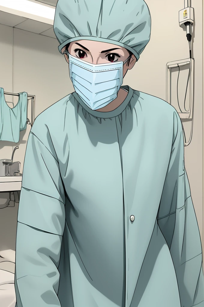 Score_9_up, Score_8_up, 
Score_7_up, source-anime, masterpiece, highest quality, (RAW photo, best quality), 1girl,  natural lighting, solo, upper body,   hospital,
 ray kasugano, labcoat, (give a score of 9_give a score of 8_give a score of 7) long sleeve surgical gown, surgical cap, surgical mask, surgical gloves, pale skin, frown, shy eyes, 