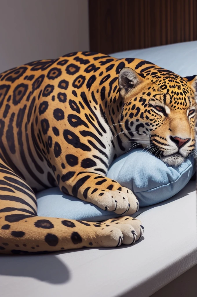 Easy drawing of a jaguar sleeping with a sleeping cap