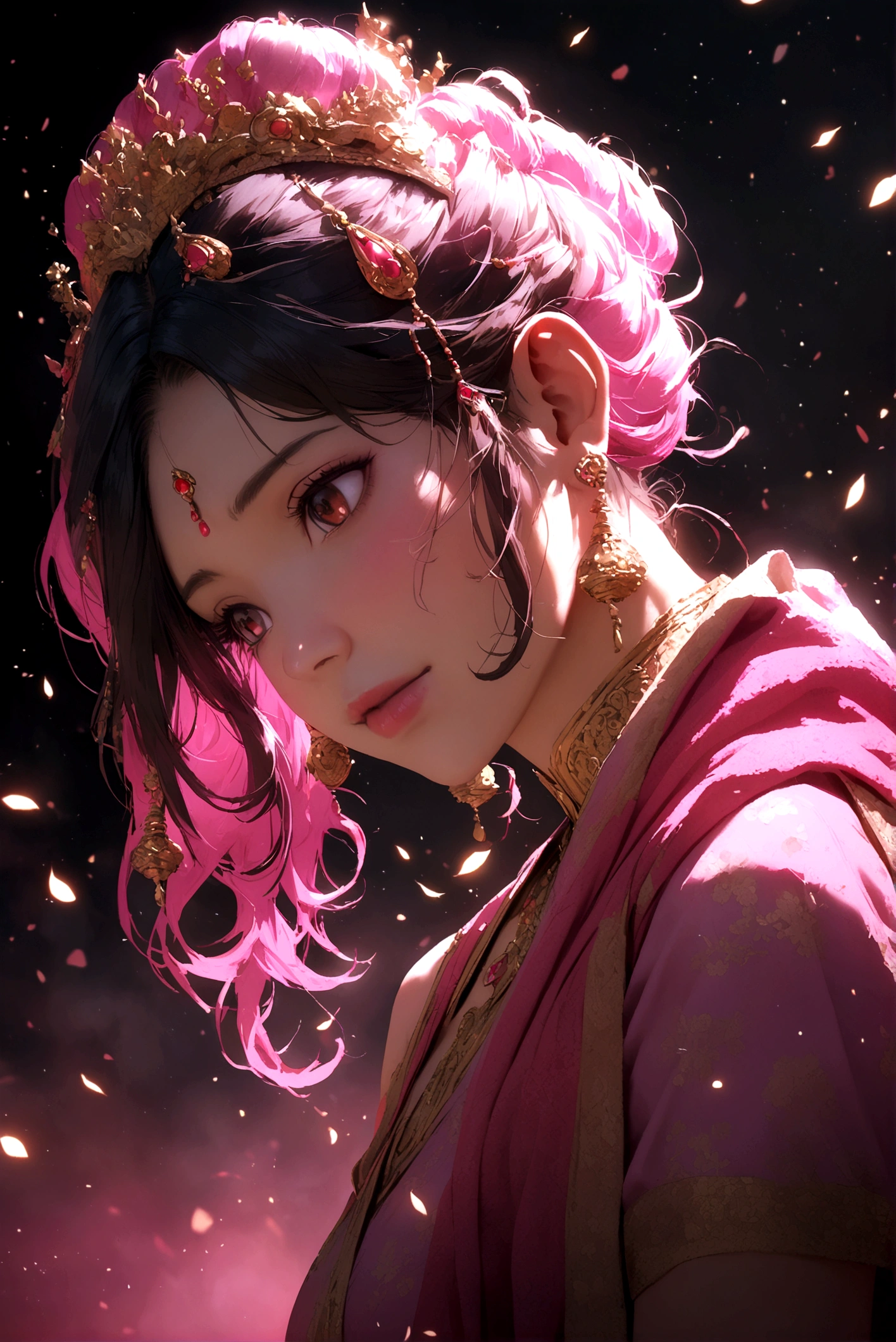 Nepali girl with pink saree