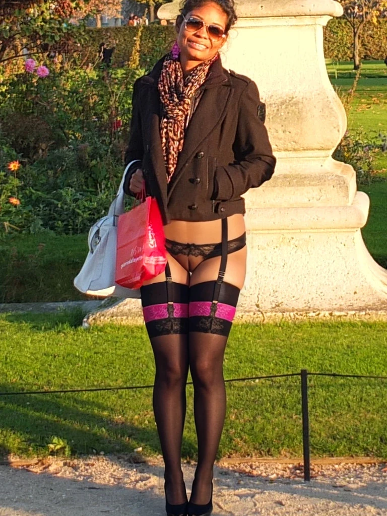 nude, black skin, colored stockings, garter-belt, colorful, photo