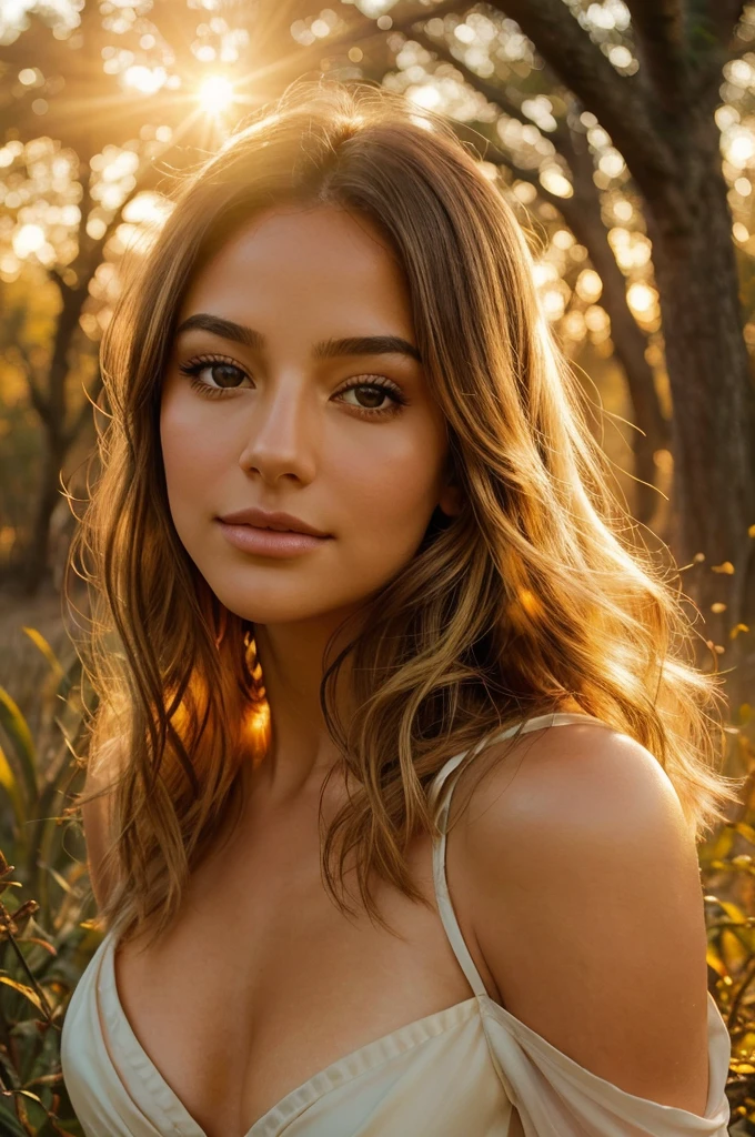 "Golden Hour Enchantment": Soft, warm sunlight casts a magical glow on her face, as if the sunset's gentle rays are painting her features with an ethereal brush, illuminating her beauty and tranquility.
This prompt focuses on the serene and enchanting atmosphere of the golden hour, emphasizing the dreamy quality of the sunset's soft light and shadows on her face.