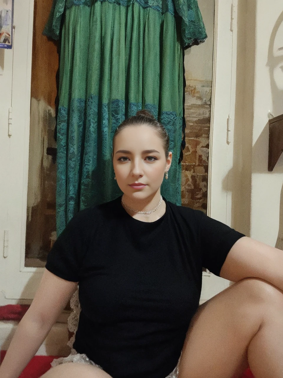 masterpiece, (Front Focus), Surrealist female portrait, Fantasy art, realism, Dynamic Lighting, Art Station, Poster, Volumetric lighting, Highly detailed face, black and fluffy eyes, Sparkling Eyes,4K, Award-winning, 1 Girl, Modest,Full Body Shot, (Formal attire: 1.4,white lace gown), Street lights, Dark brown hair,NSFW