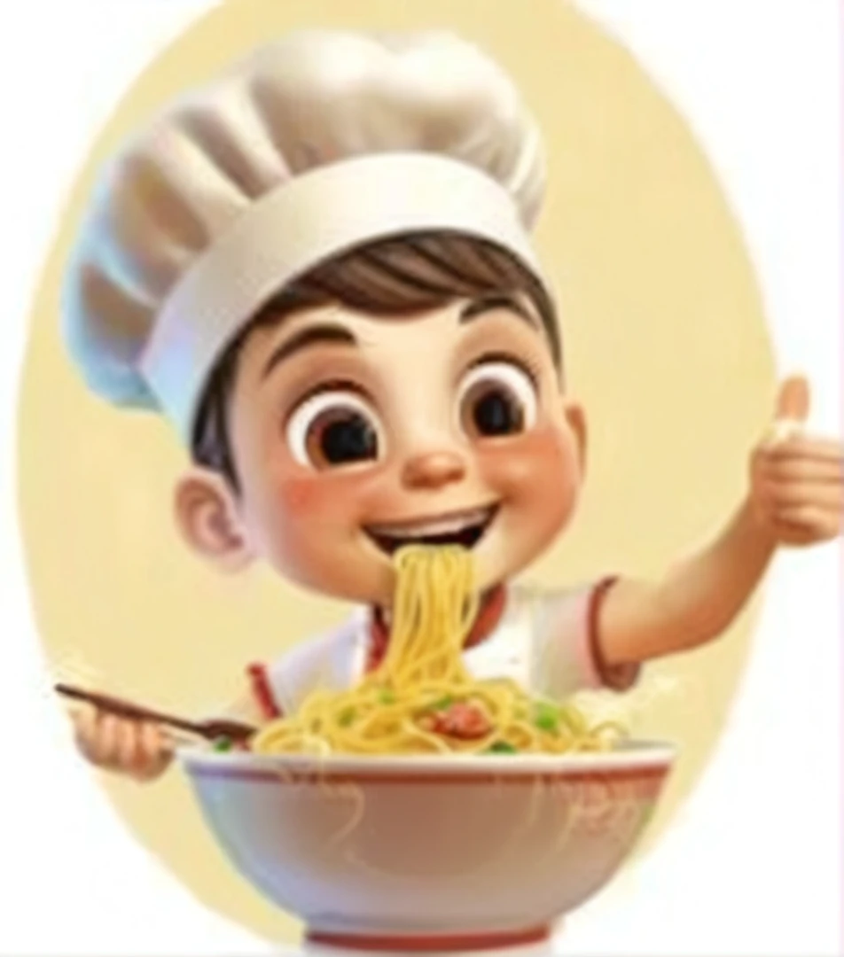 cartoon chef with a bowl of Noodle and a fork, chef, 意大利细Noodle, spaghetti, eats spaghetti all the time, Child, Avatar pictures, tasty, Chen Bo, Noodle, gourmet food, chefed, 最好的chef, chefing, 快乐的chef, eating Noodle, ❤🔥🍄🌪, plate, cute boy, very tasty, artisan, tasty, high quality