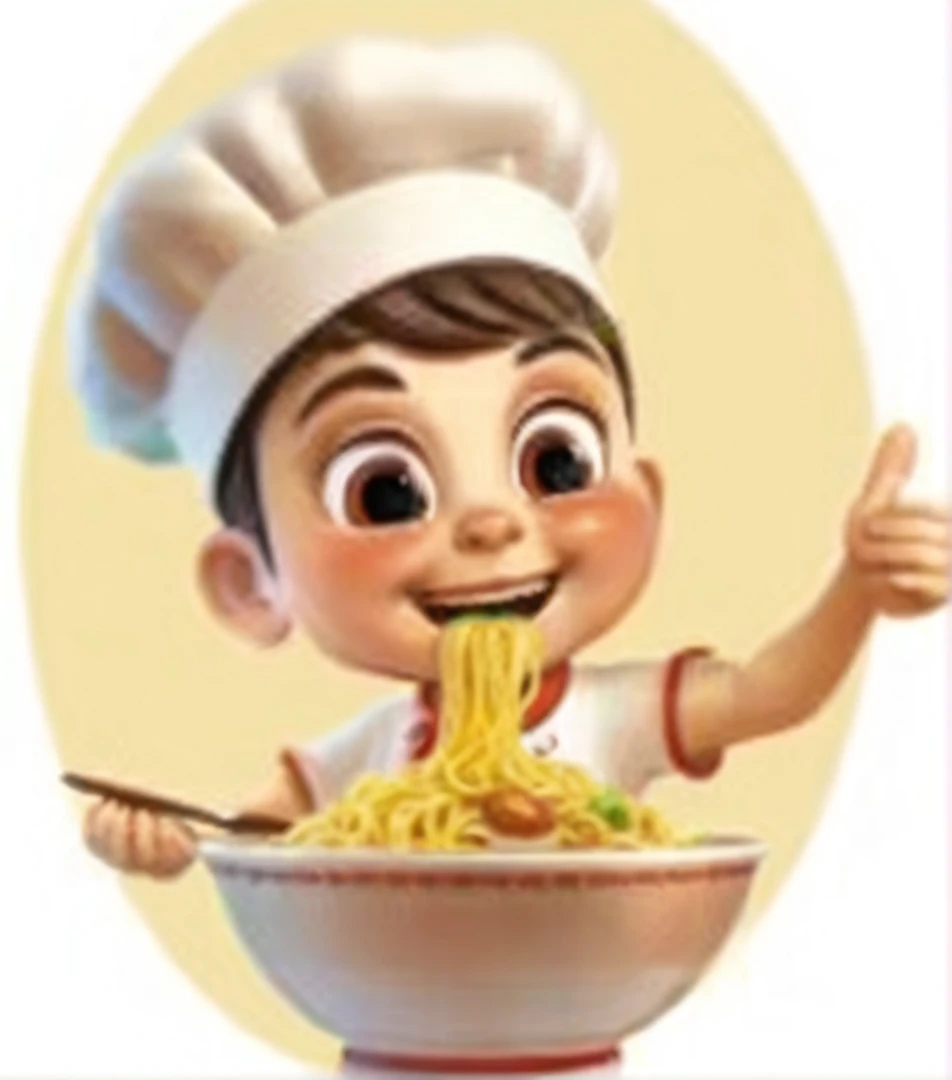cartoon chef with a bowl of Noodle and a fork, chef, 意大利细Noodle, spaghetti, eats spaghetti all the time, Child, Avatar pictures, tasty, Chen Bo, Noodle, gourmet food, chefed, 最好的chef, chefing, 快乐的chef, eating Noodle, ❤🔥🍄🌪, plate, cute boy, very tasty, artisan, tasty, high quality