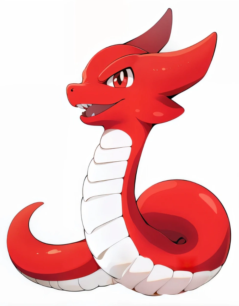 there is a red and white dragon with a long tail, Naga, a Red Dragon, Naga-tirr, slifer the Sky Dragon, similar to Pokémon, Red Dragon, giygas, dra the dragon, lamia, dragon tailed, for red and blue Pokémon, dragon tail, offcial art, serpentine pose, dragon-shaped human, dragon with curved horns!