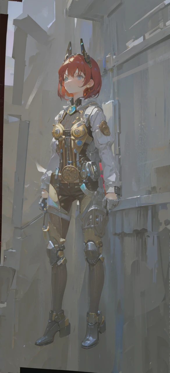 Girl with steampunk robotic body