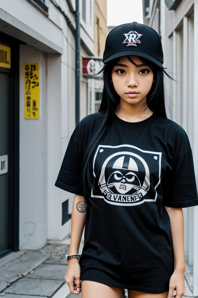 Anime girl with raider klan tee